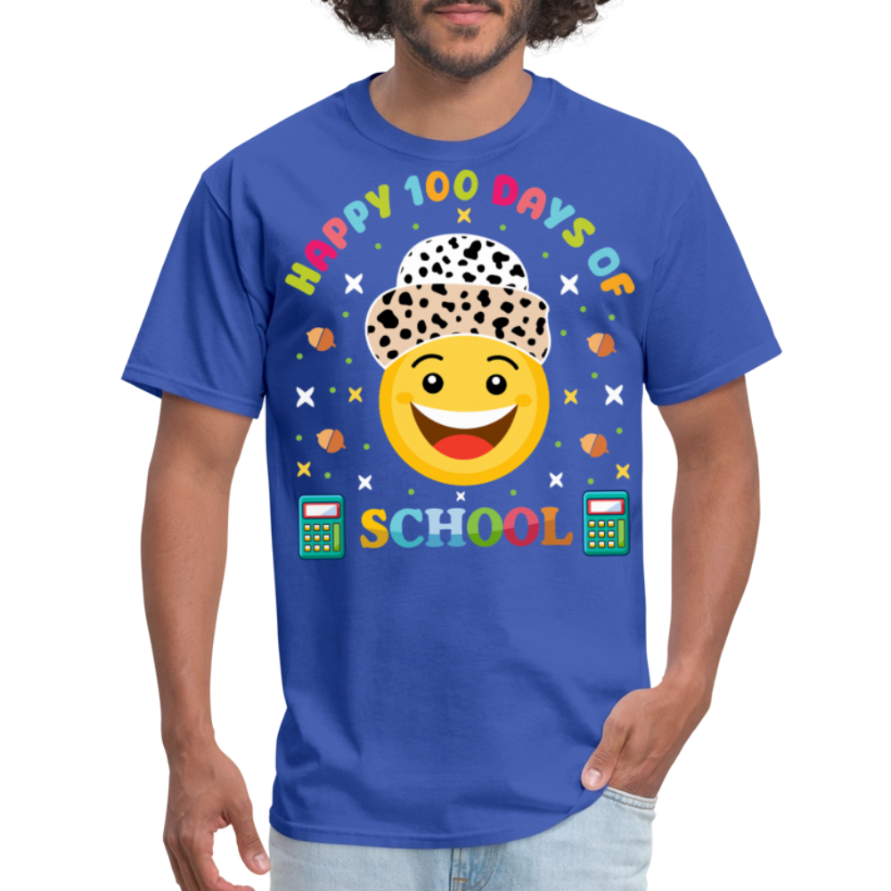 Happy 100 Days of School Teacher Tee 100 Days Smiley Face T-shirt - royal blue