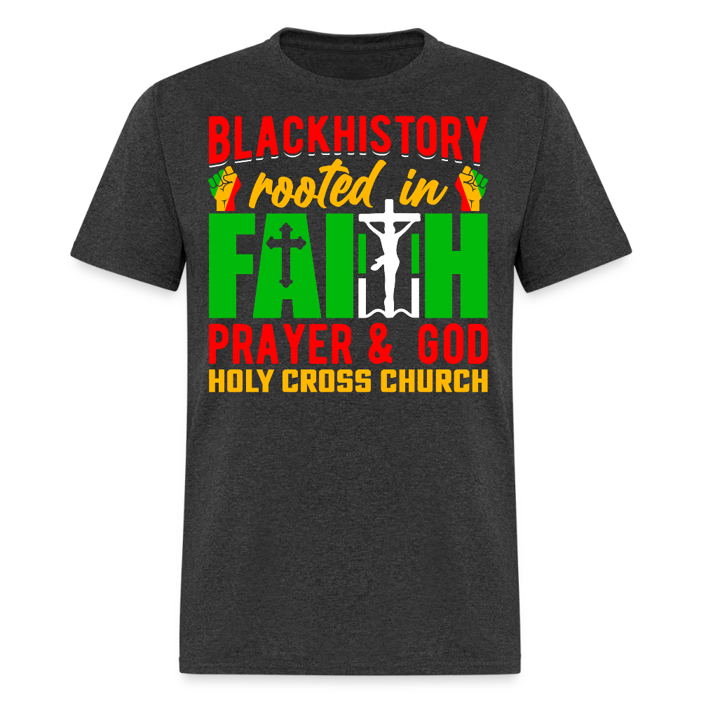 Spiritual Black Pride Tee Rooted In Faith Black Heritage T-shirt - heather black