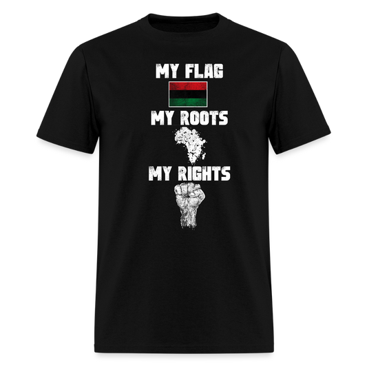 My Roots My Rights Pan African Flag T-Shirt - black