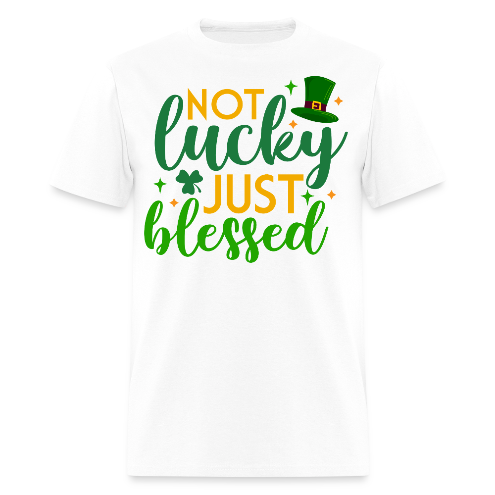Blessed Not Lucky St Patrick’s Day Christian T-shirt - white