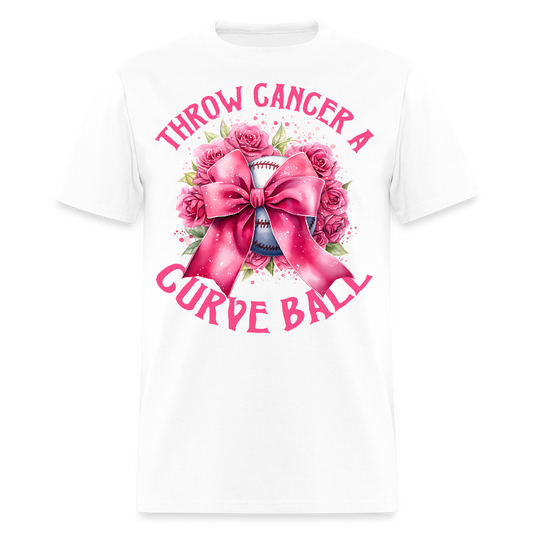 Throw Cancer A Curve Ball Breast Cancer Baseball T-Shirt - white