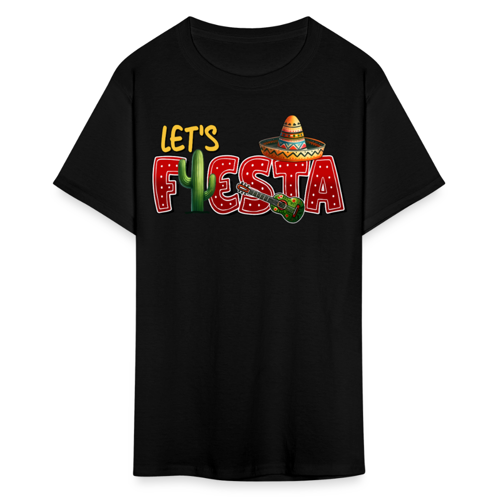 Funny Fiesta Party Graphic Tee Let's Fiesta Mexican Theme T-shirt - black