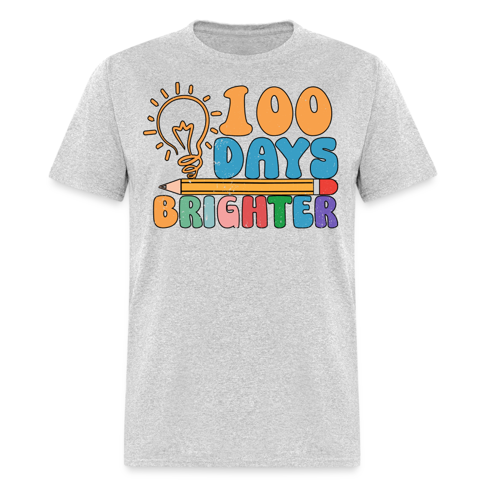 100 Days Brighter Shirt for Teachers Fun School Milestone T-Shirt - heather gray