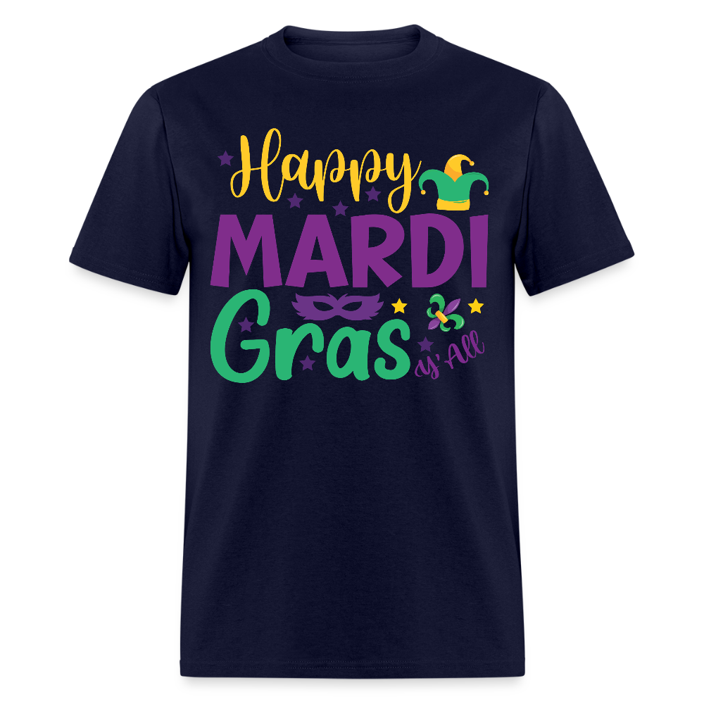 Cute Mardi Gras Shirt Happy Mardi Gras Y'all Classic T-shirt - navy