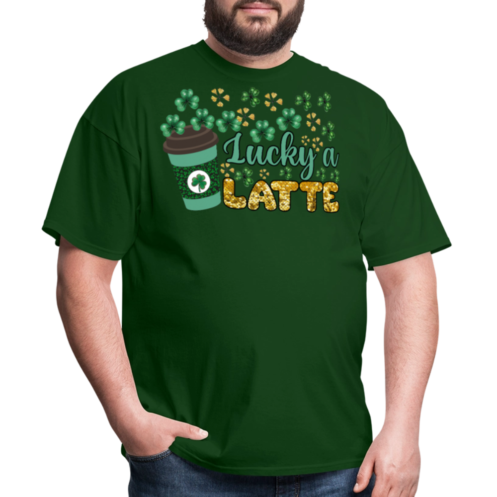 St Patrick’s Day Coffee Lucky A Latte T-shirt - forest green