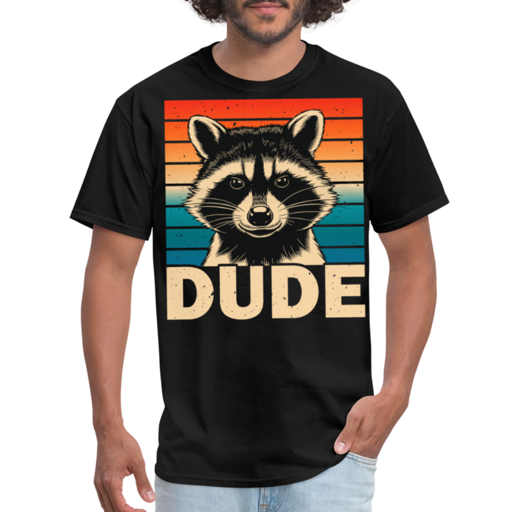 Vintage Raccoon Graphic Dude T-shirt - black