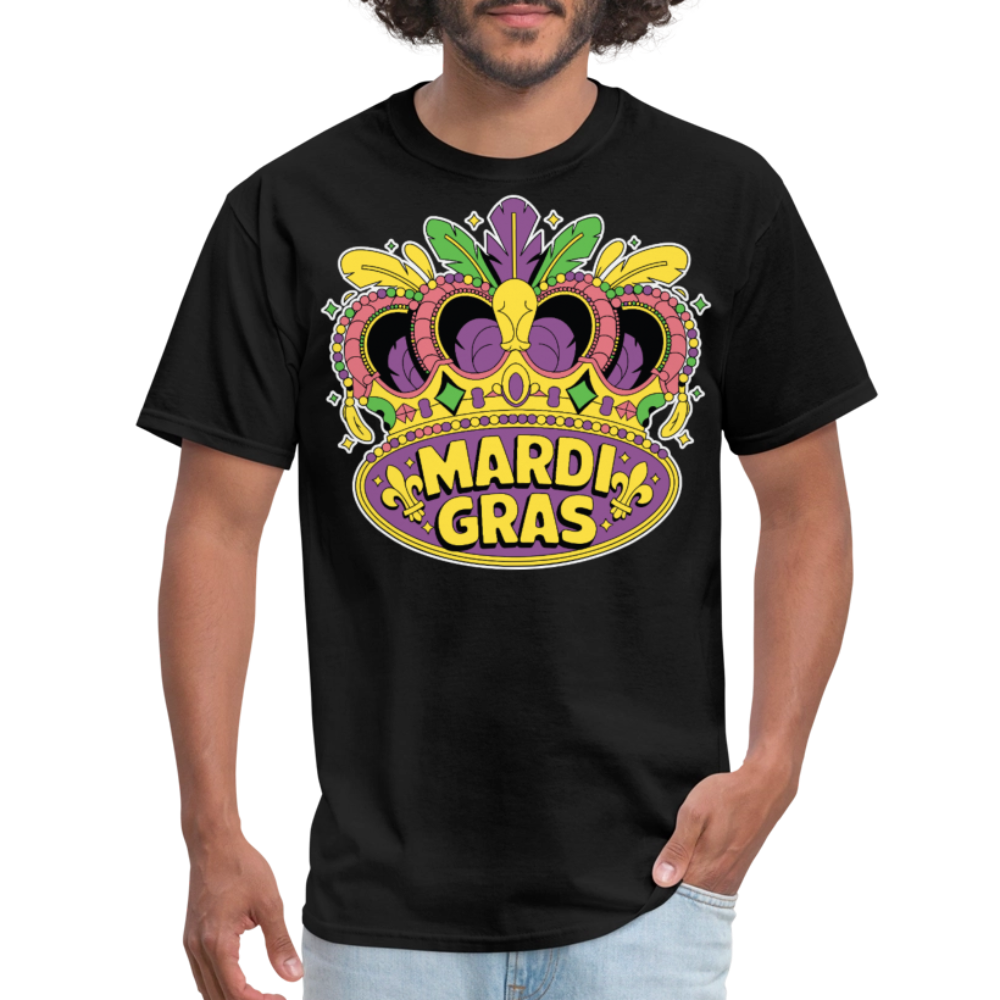 Mardi Gras Graphic Tee For Parties Colorful Mardi Gras Crown T-shirt - black