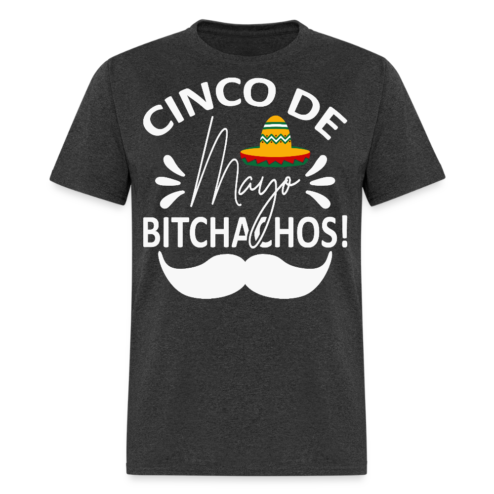 Cinco de Mayo Drinking Shirt with Mustache Funny Fiesta T-shirt - heather black