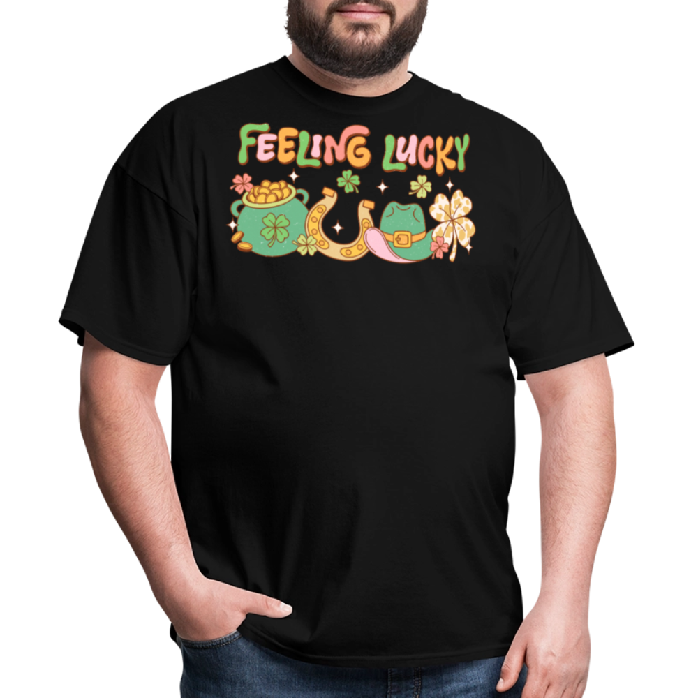 Feeling Lucky Shamrock-themed Party T-shirt - black