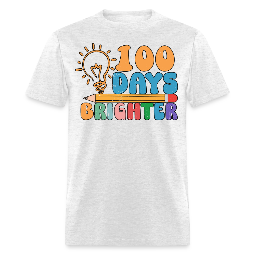 100 Days Brighter Shirt for Teachers Fun School Milestone T-Shirt - light heather gray