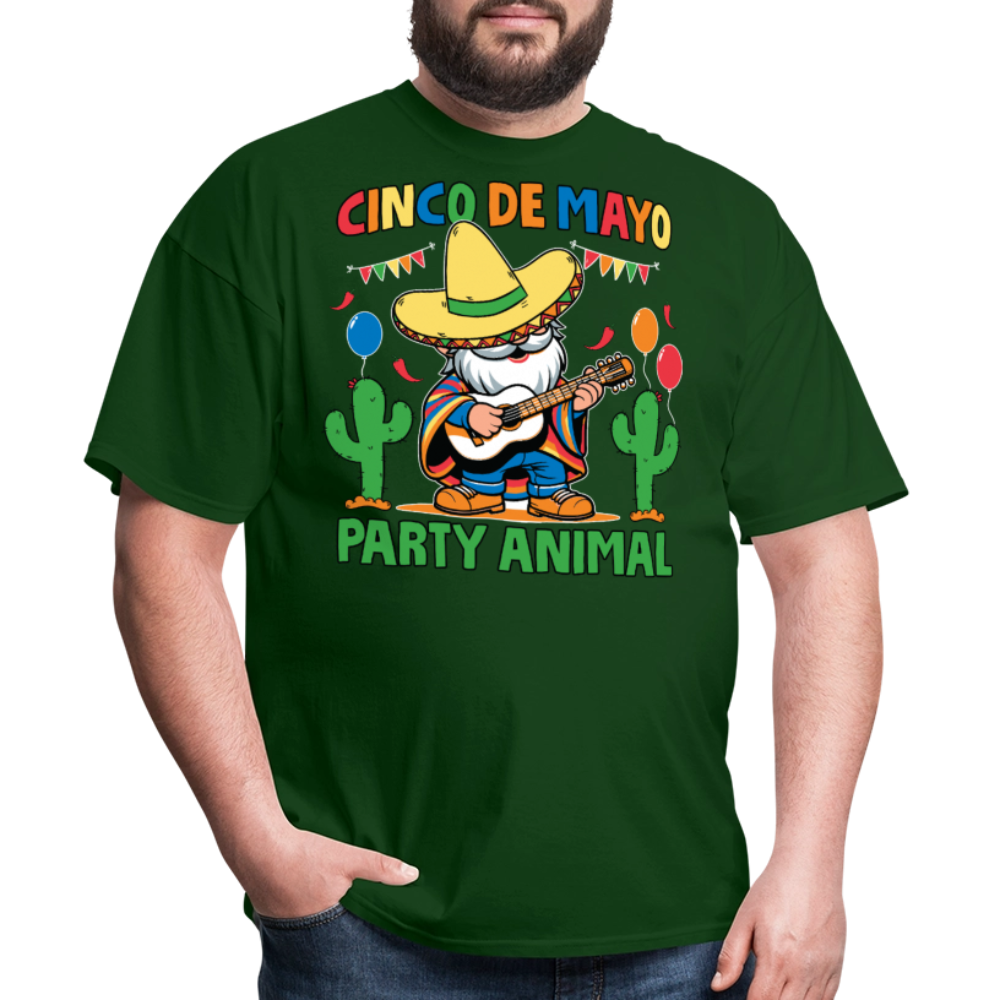 Cinco De Mayo Party Animal Funny Mexican Fiesta Gnome T-shirt - forest green