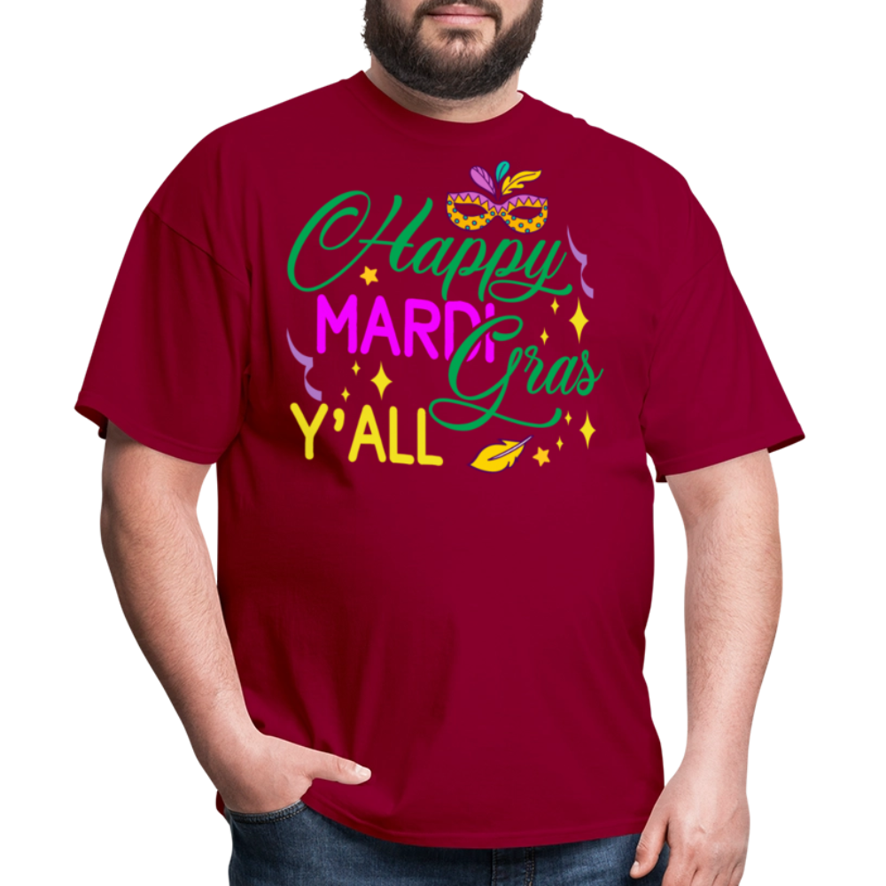 Louisiana Carnival Celebration Tee Happy Mardi Gras Y'all T-shirt - dark red