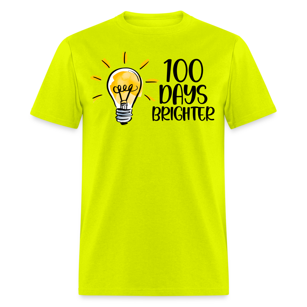 100 Days Brighter Tee for Teachers School Milestone Unisex T-Shirt - safety green