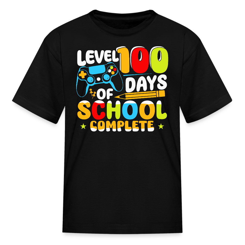 Level 100 Days Of School Complete Gaming Kids T-shirt - black