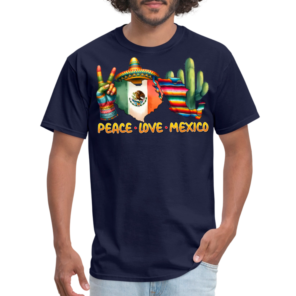 Peace Love Mexico Cultural Tee Mexican Pride T-shirt - navy