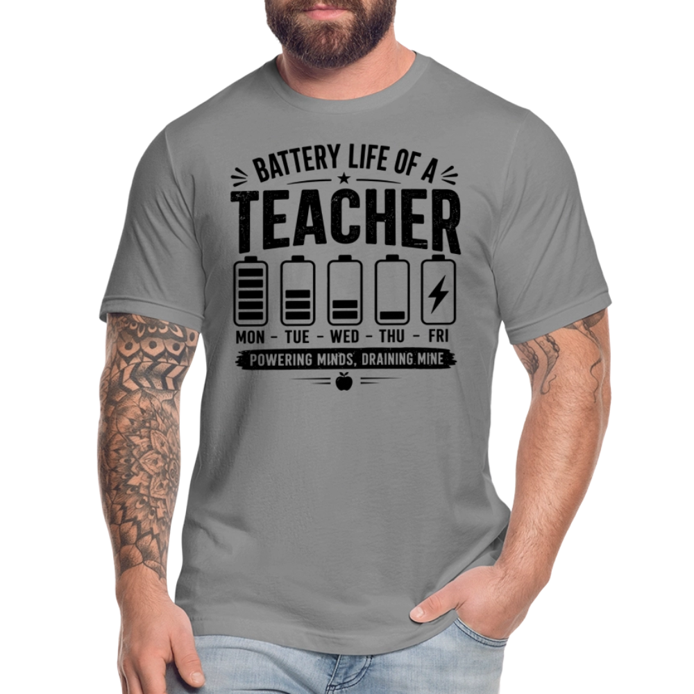 Battery Life of a Teacher T-Shirt | Funny Teacher Gift - slate
