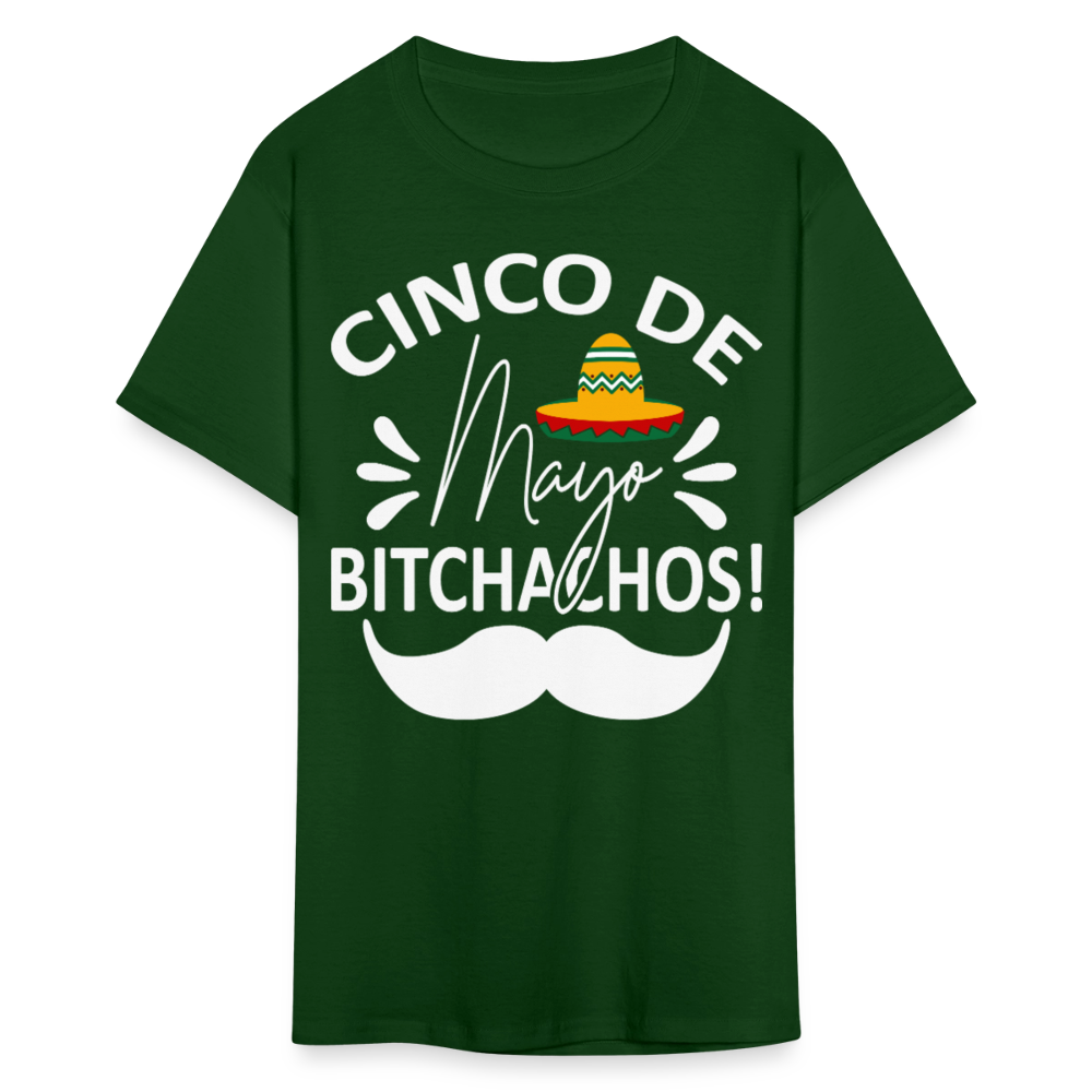 Cinco de Mayo Drinking Shirt with Mustache Funny Fiesta T-shirt - forest green