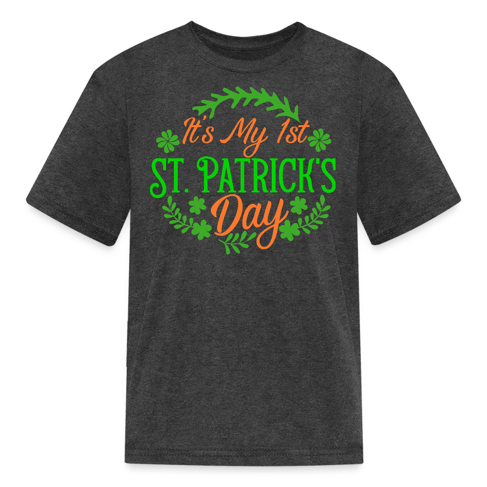 First St Patrick’s Day Baby Outfit Kids T-shirt - heather black