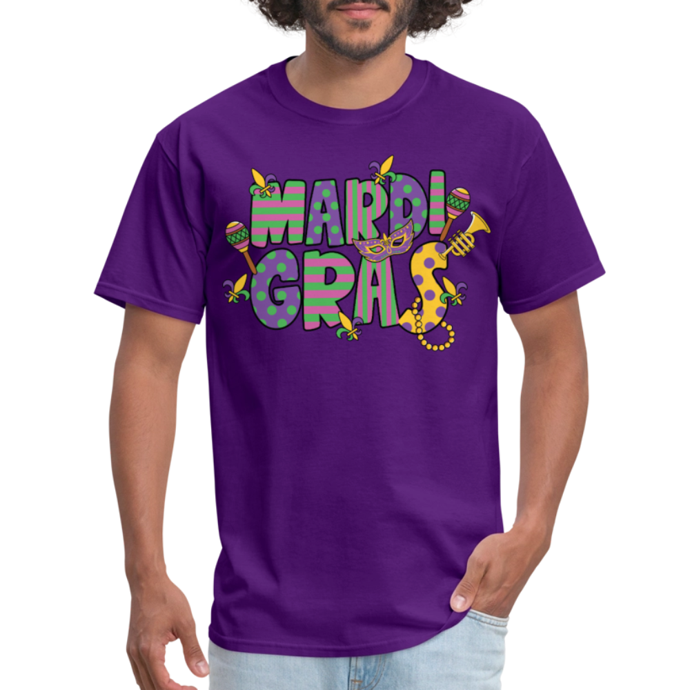 Retro-style Mardi Gras Carnival Tee New Orleans Mardi Gras Party T-shirt - purple