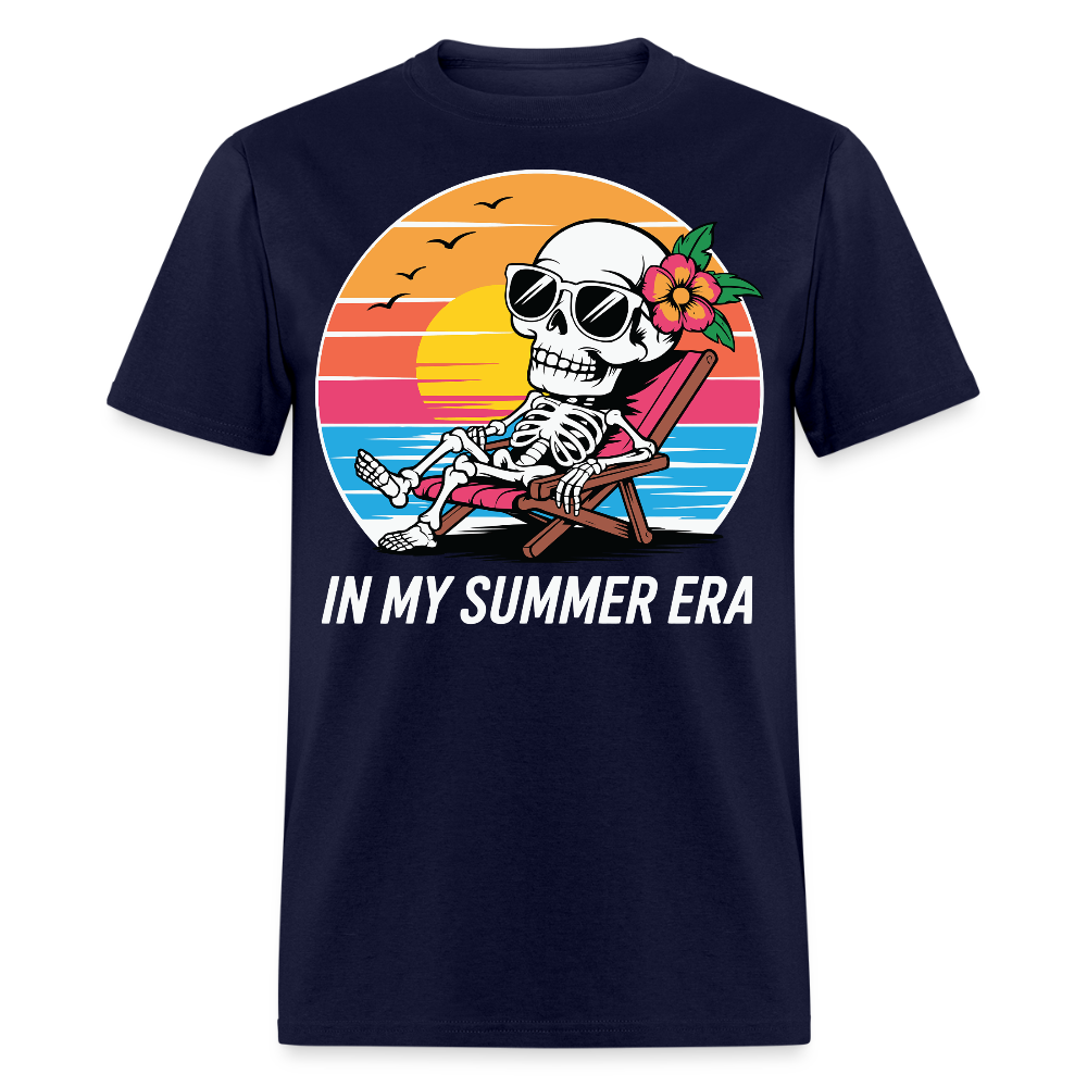 In My Summer Era Retro Beach Skeleton T-shirt - navy