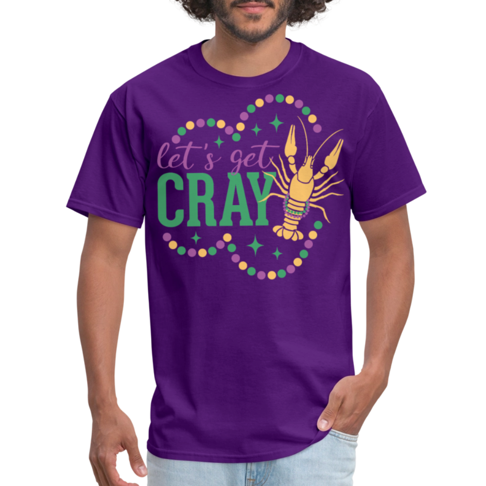 Let’s Get Gray Crawfish Graphic Tee Funny Mardi Gras T-shirt - purple