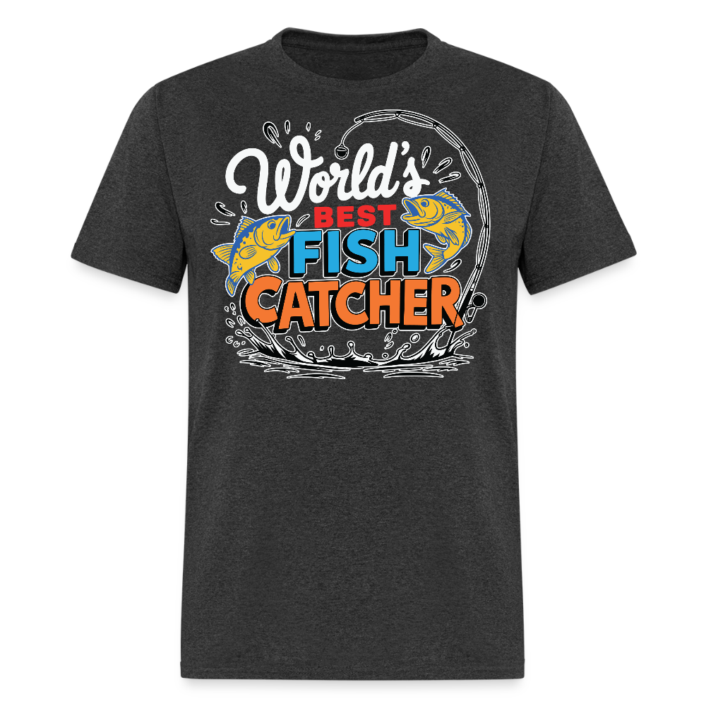 World's Best Fisherman Gift Fish Catchers T-shirt - heather black