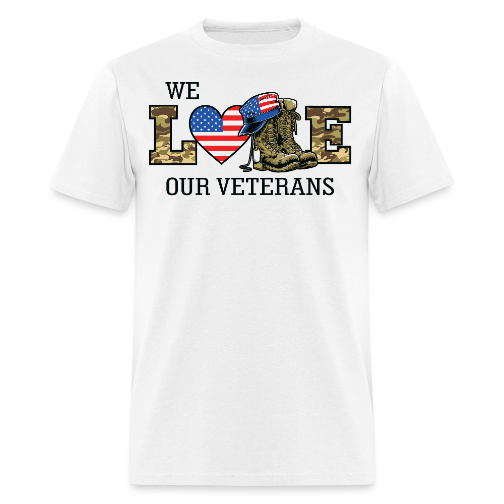 We Love Our Veterans Patriotic T-shirt - white