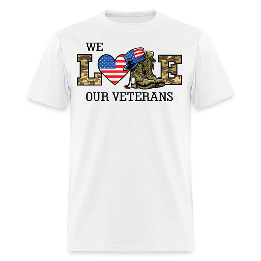 We Love Our Veterans Patriotic T-shirt - white