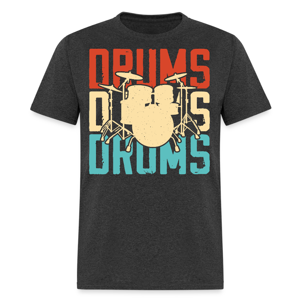 Retro Drum Set Tee For Musicians T-shirt - heather black