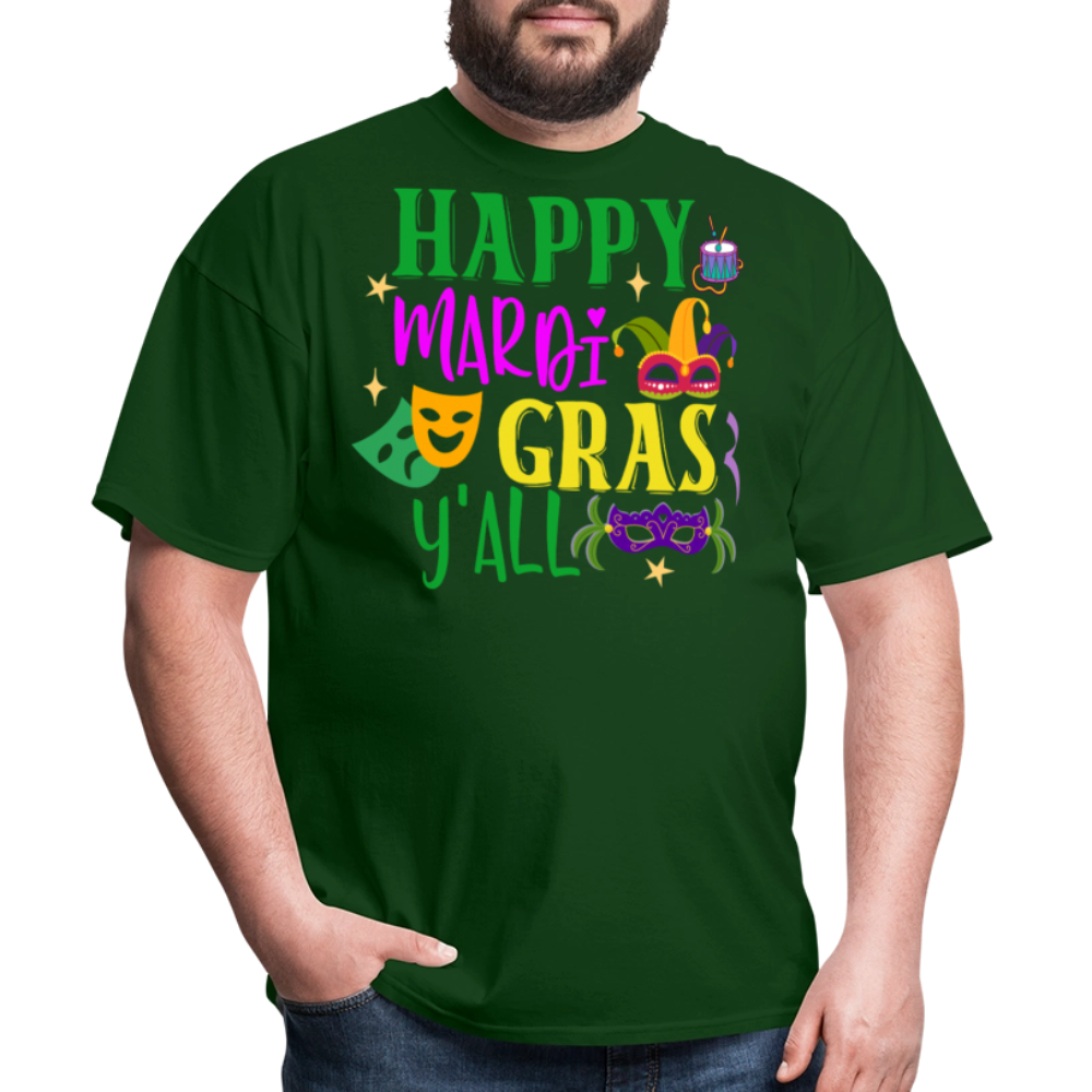 Funny Mardi Gras Y'all Graphic Unisex Classic T-shirt - forest green