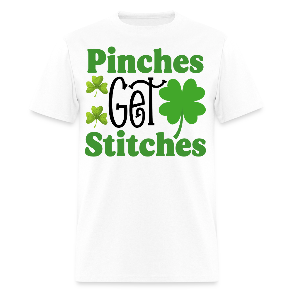 Pinches Get Stitches Irish Lucky Clover T-shirt - white