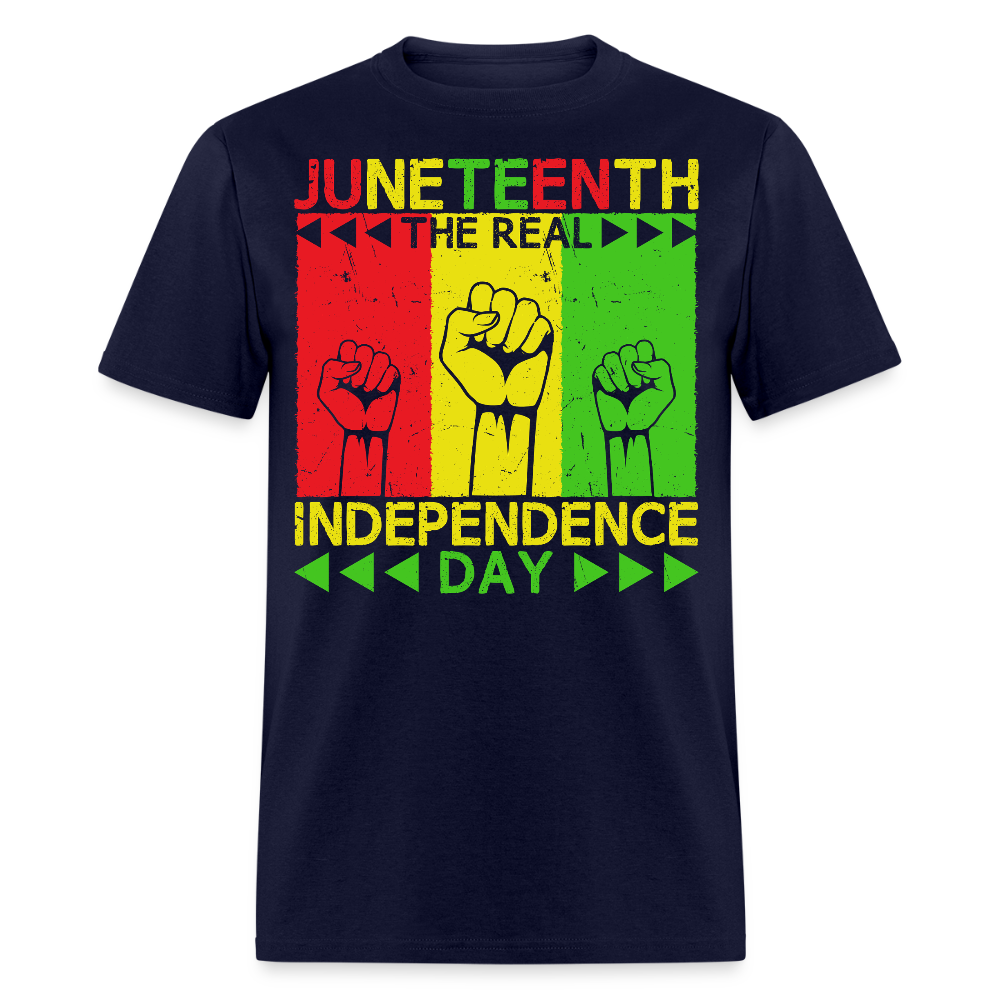 Freedom Fist Juneteenth Black History Empowerment T-shirt - navy