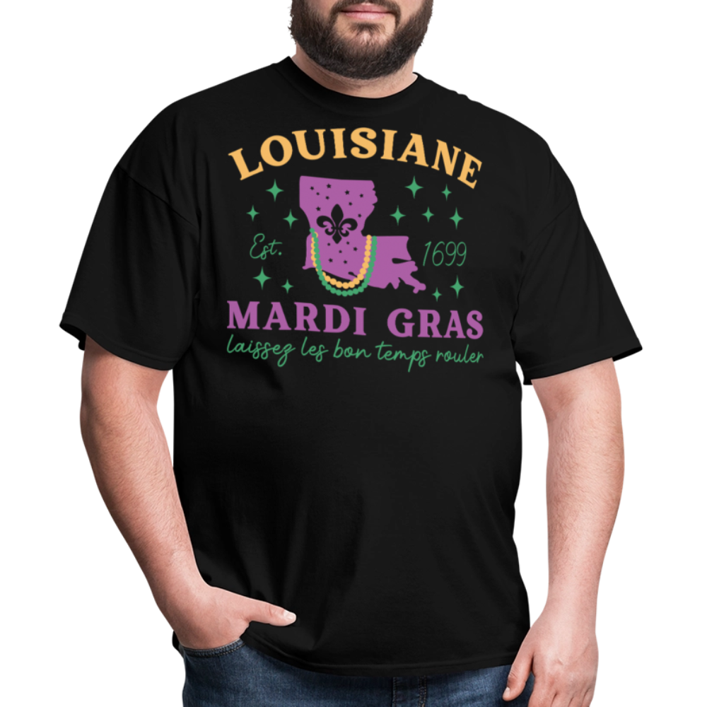 Louisiana State Pride Mardi Gras Tee Laissez Les Bon Temps Rouler T-shirt - black