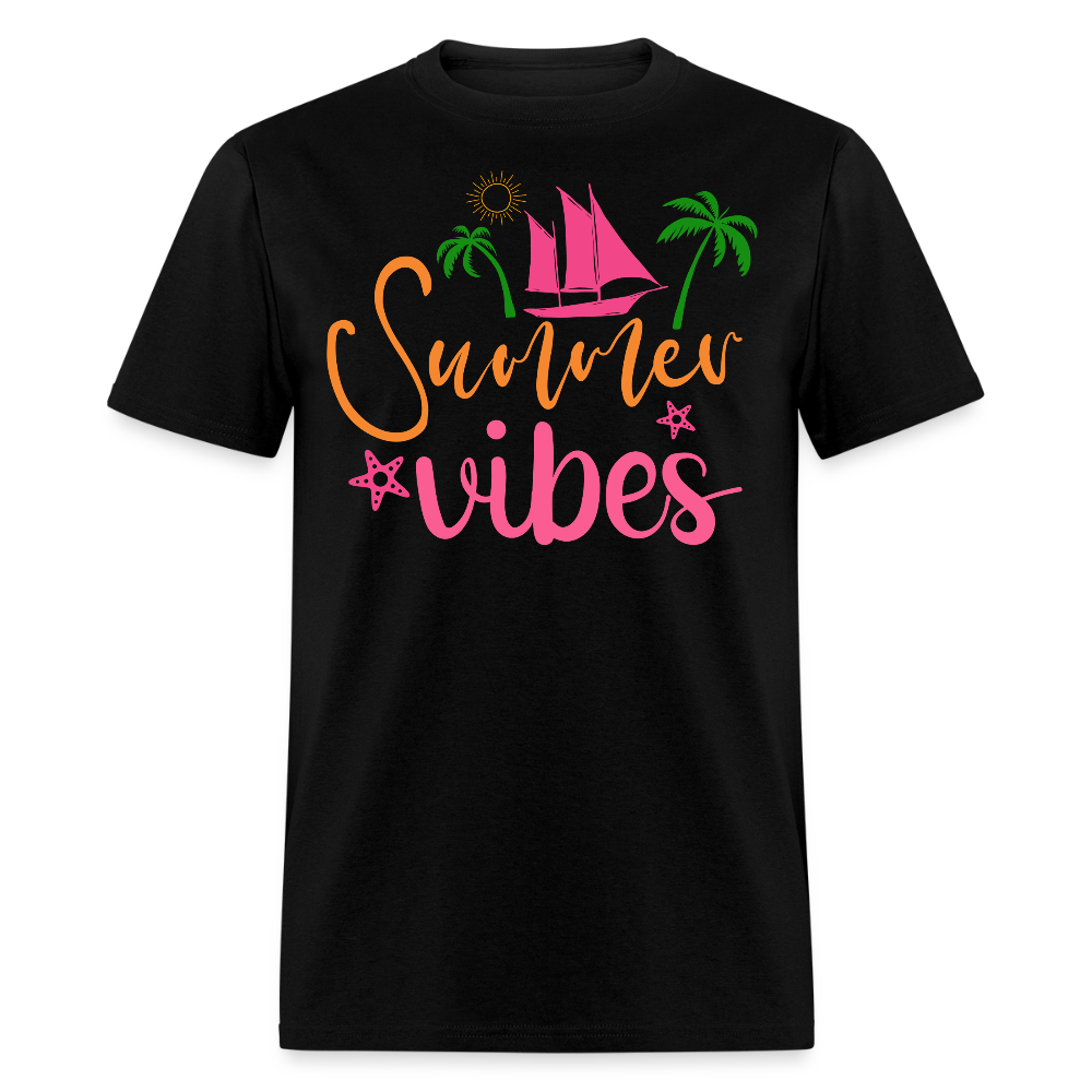 Bright Colorful Summer Vacation T-shirt - black