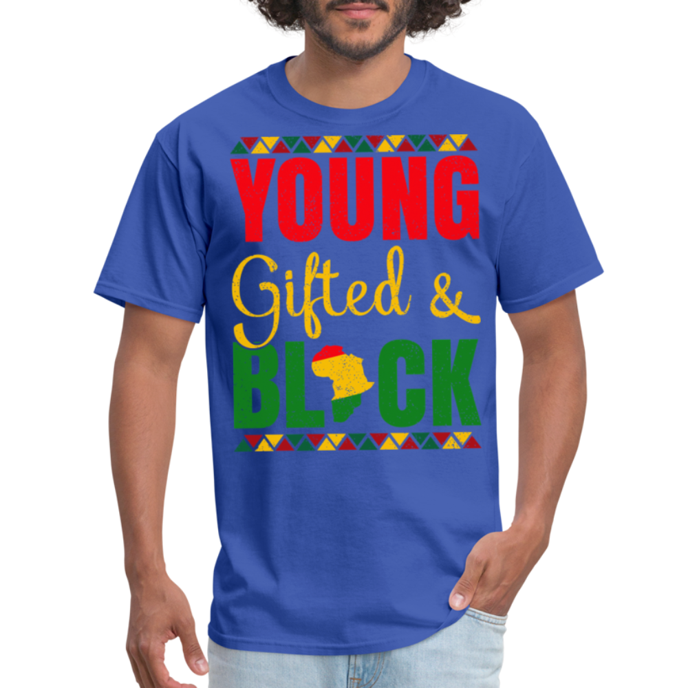 African Heritage Tee Young Gifted and Black T-Shirt - royal blue