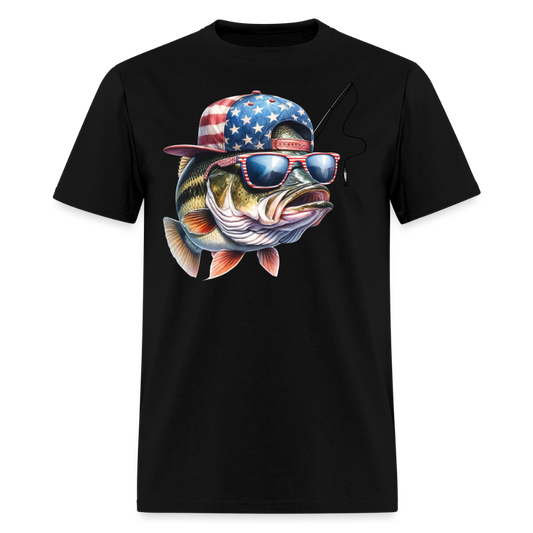 Patriotic Bass Fishing T-Shirt - black