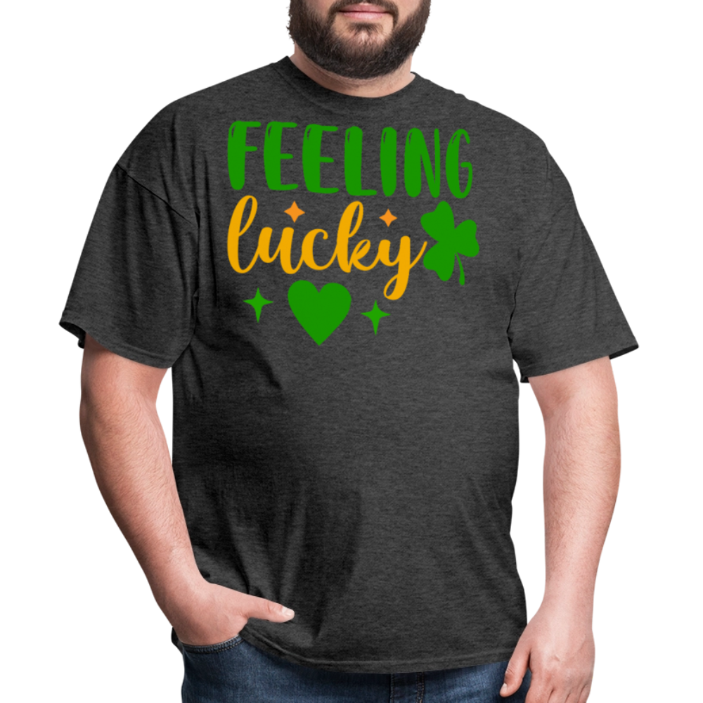 Feeling Lucky Shamrock Tee For Irish Celebrations T-shirt - heather black