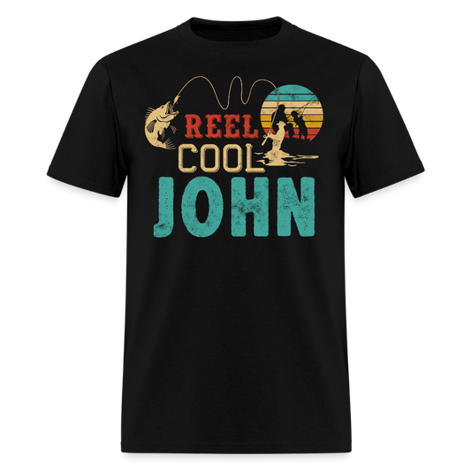 Reel Cool John Personalized Fisherman Gifts For Dad T-shirt - black