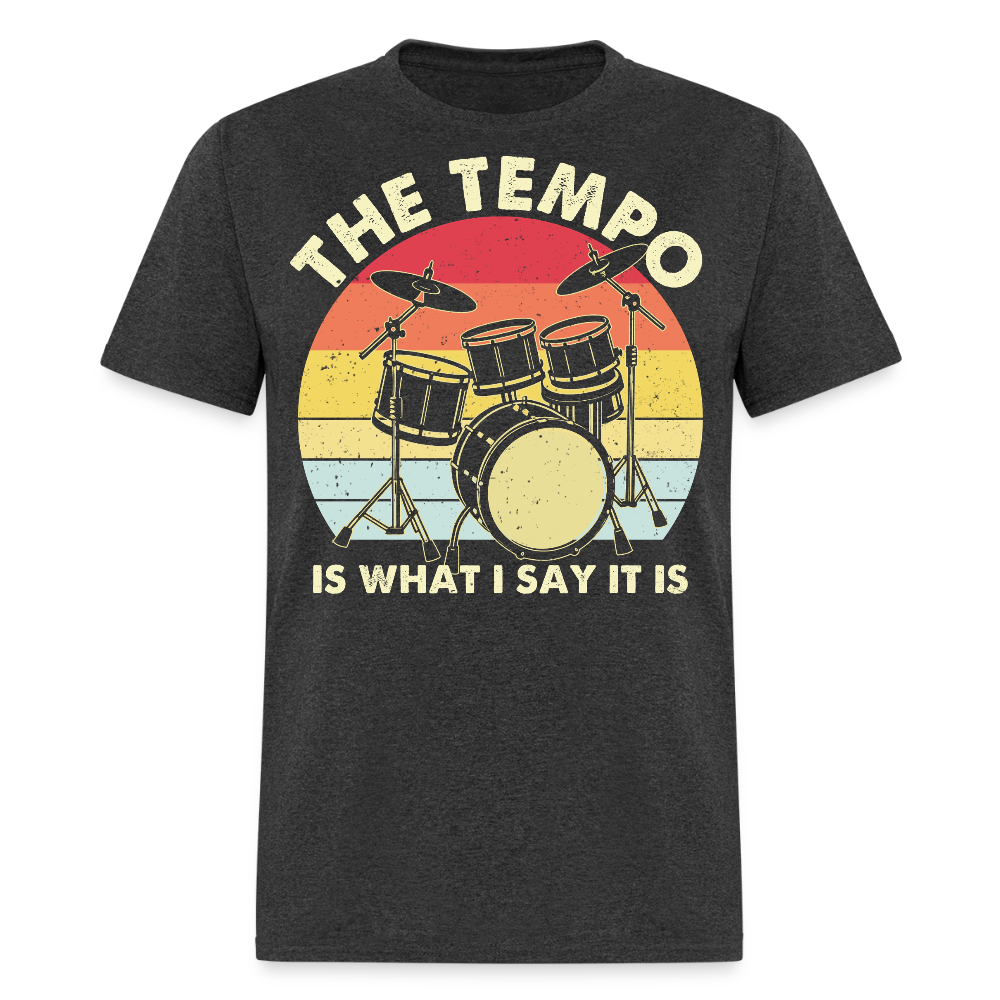 Retro Drum Kit Tempo Drummer T-shirt - heather black