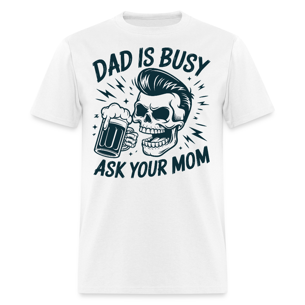 Vintage Beer Drinking Dad Humorous Skull T-shirt - white