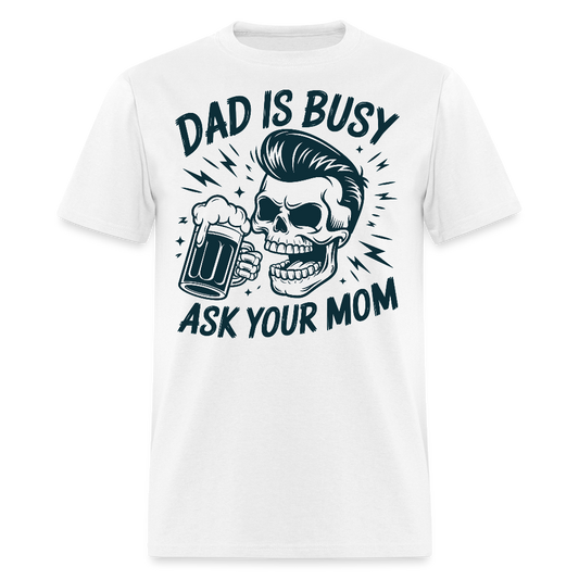 Vintage Beer Drinking Dad Humorous Skull T-shirt - white