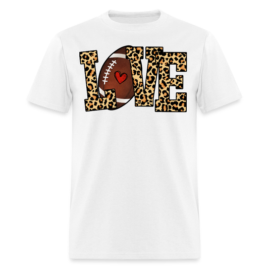 Leopard Heart Football T-shirt - white