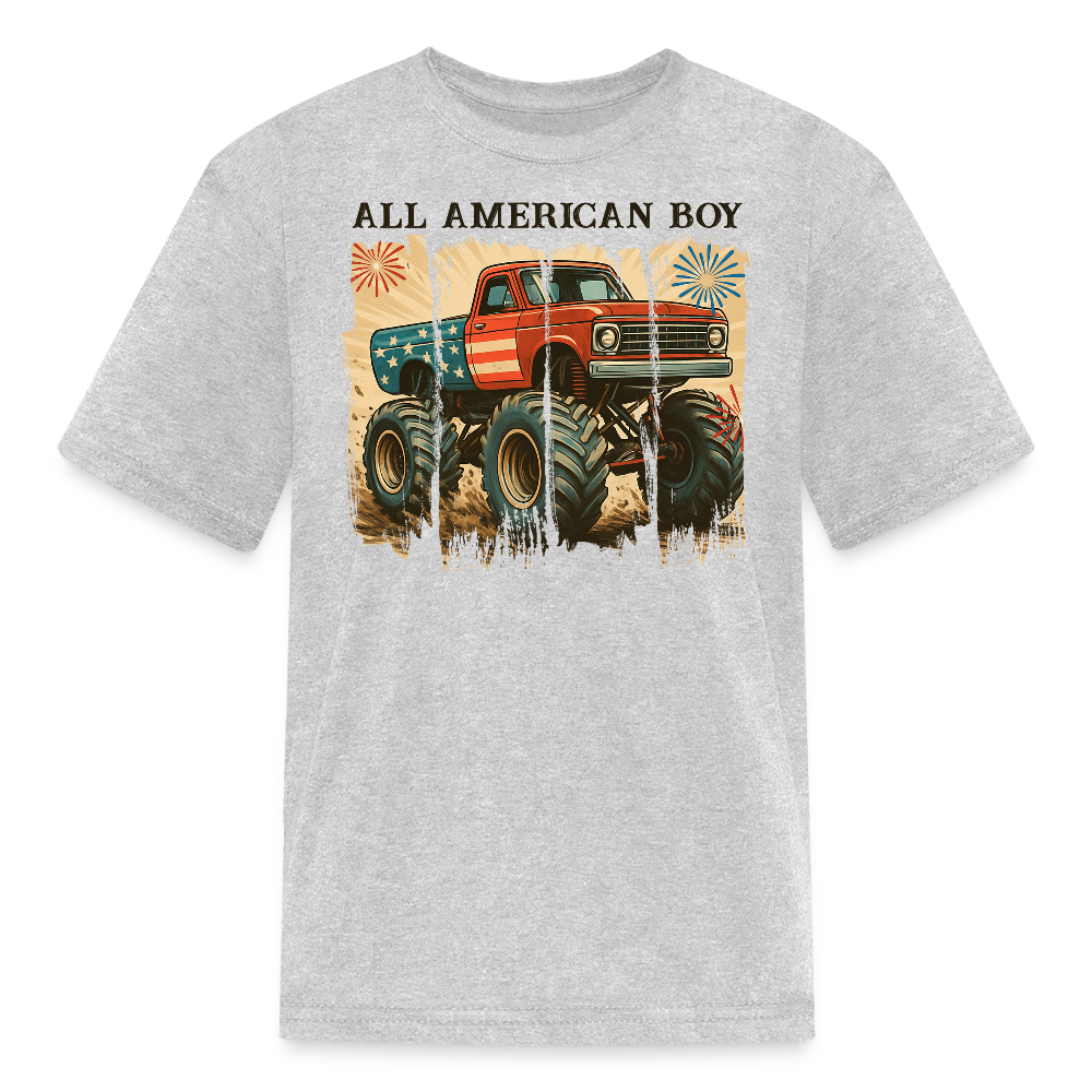 All American Boy Monster Truck Kids' T-Shirt - heather gray