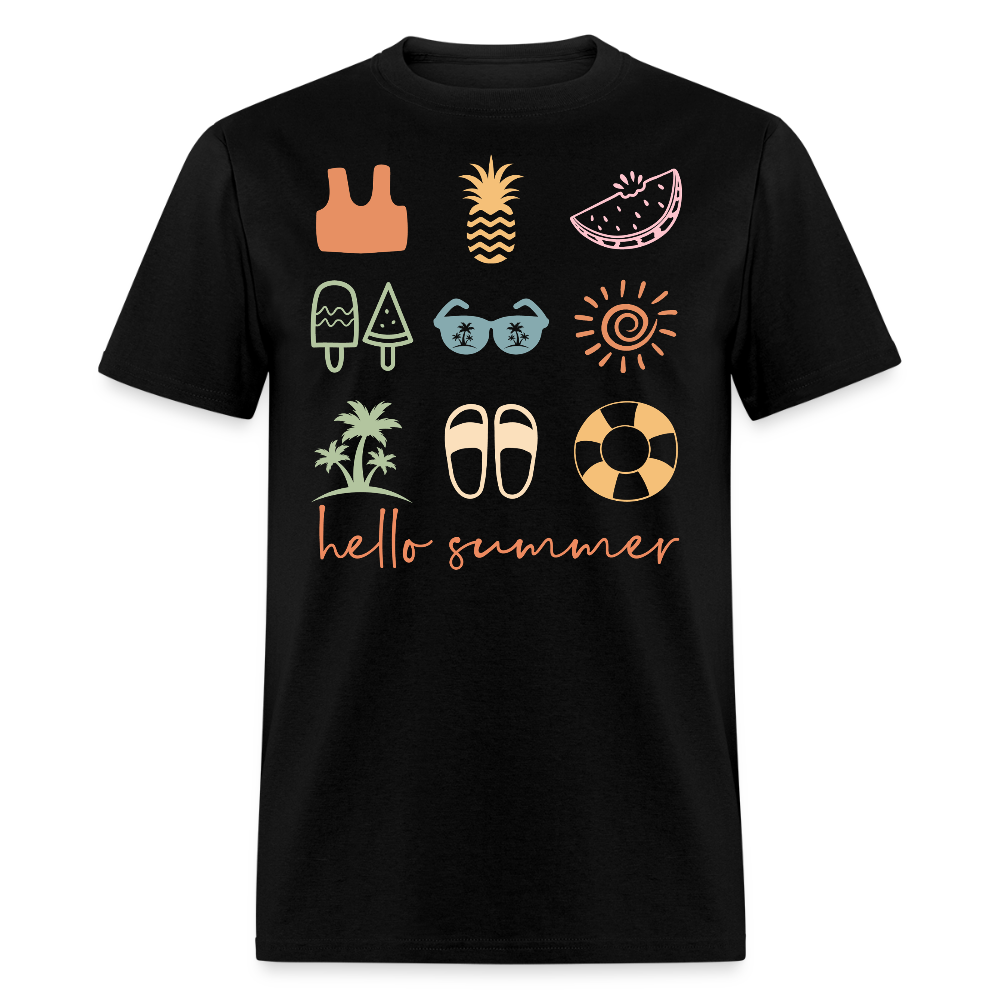 Hello Summer Tropical Vacation T-shirt - black