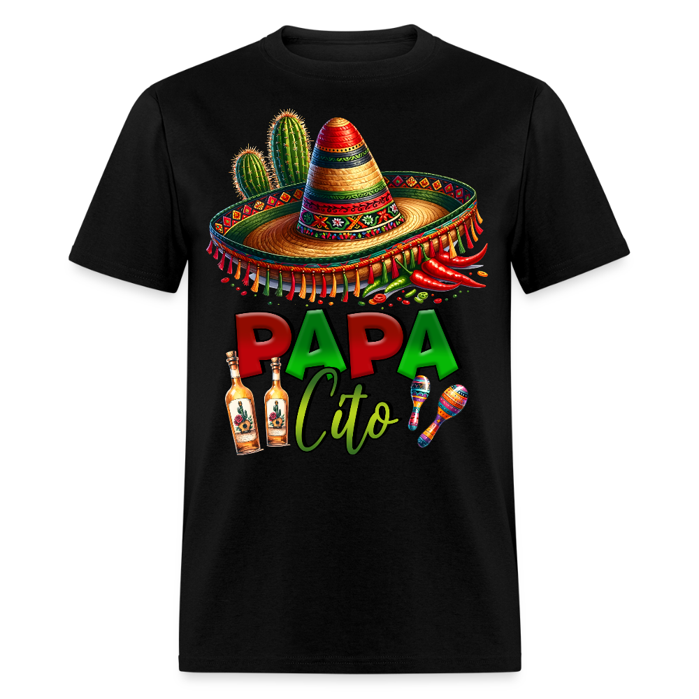 Papacito Sombrero Tequila Tee Mexican Dad Gift Funny T-shirt - black