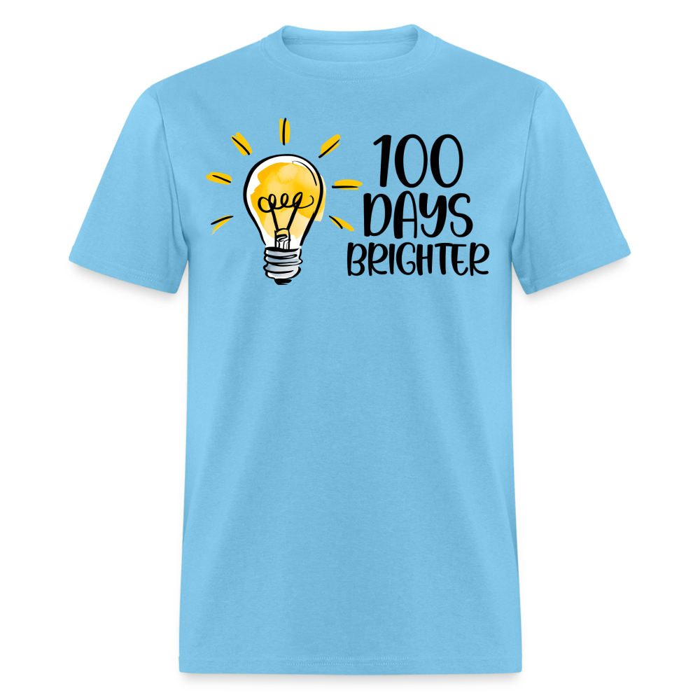 100 Days Brighter Tee for Teachers School Milestone Unisex T-Shirt - aquatic blue