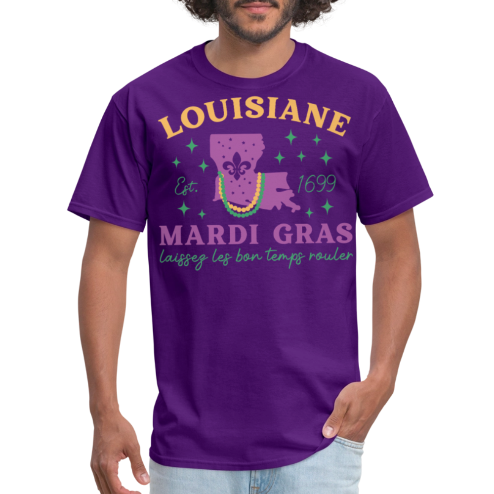 Louisiana State Pride Mardi Gras Tee Laissez Les Bon Temps Rouler T-shirt - purple