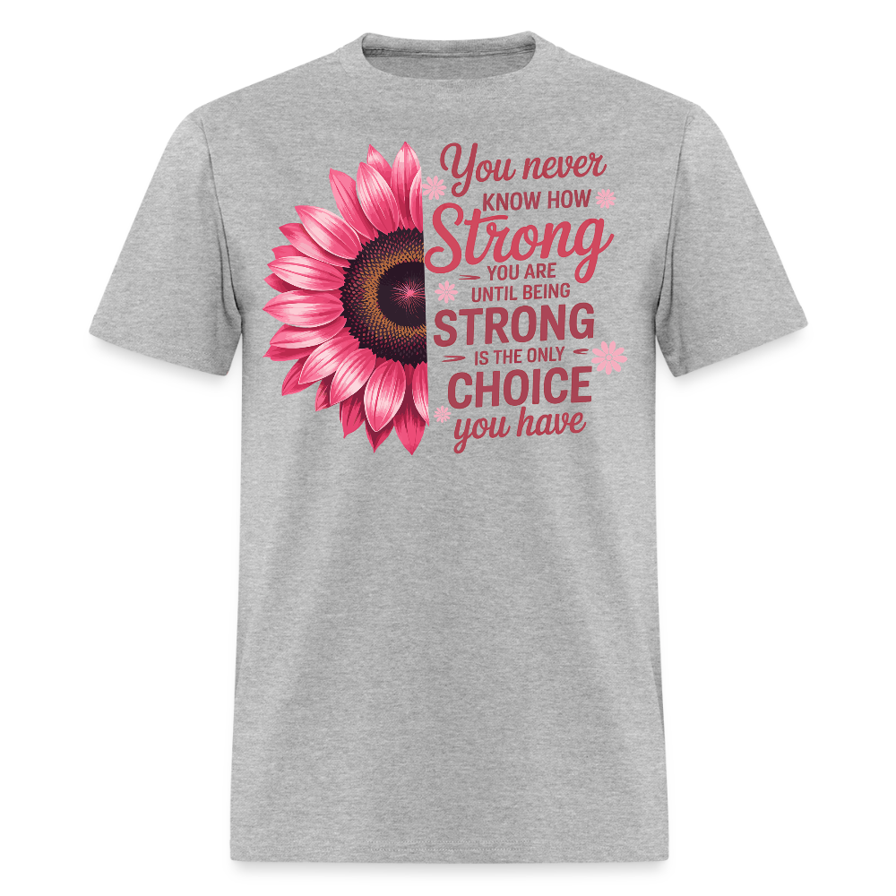 Strong and Resilient Breast Cancer Support T-Shirt - heather gray