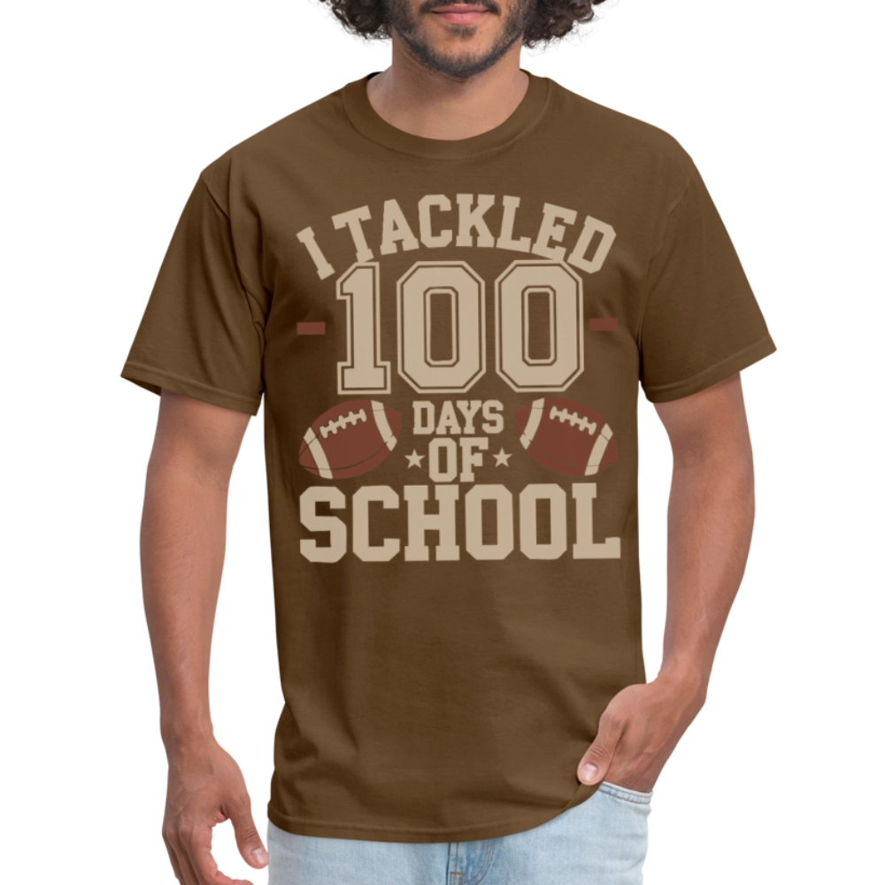 100 Days Of School Tee For Teachers Funny Football Themed School T-shirt - brown