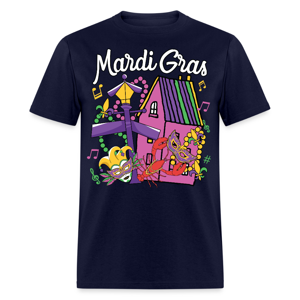 New Orleans Themed Festival Tee For Parades Mardi Gras T-shirt - navy